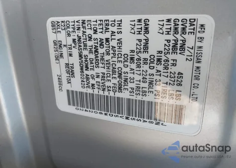 2013 Nissan Rogue Sv из США, поврежденный, VIN JN8AS5MV5DW602420